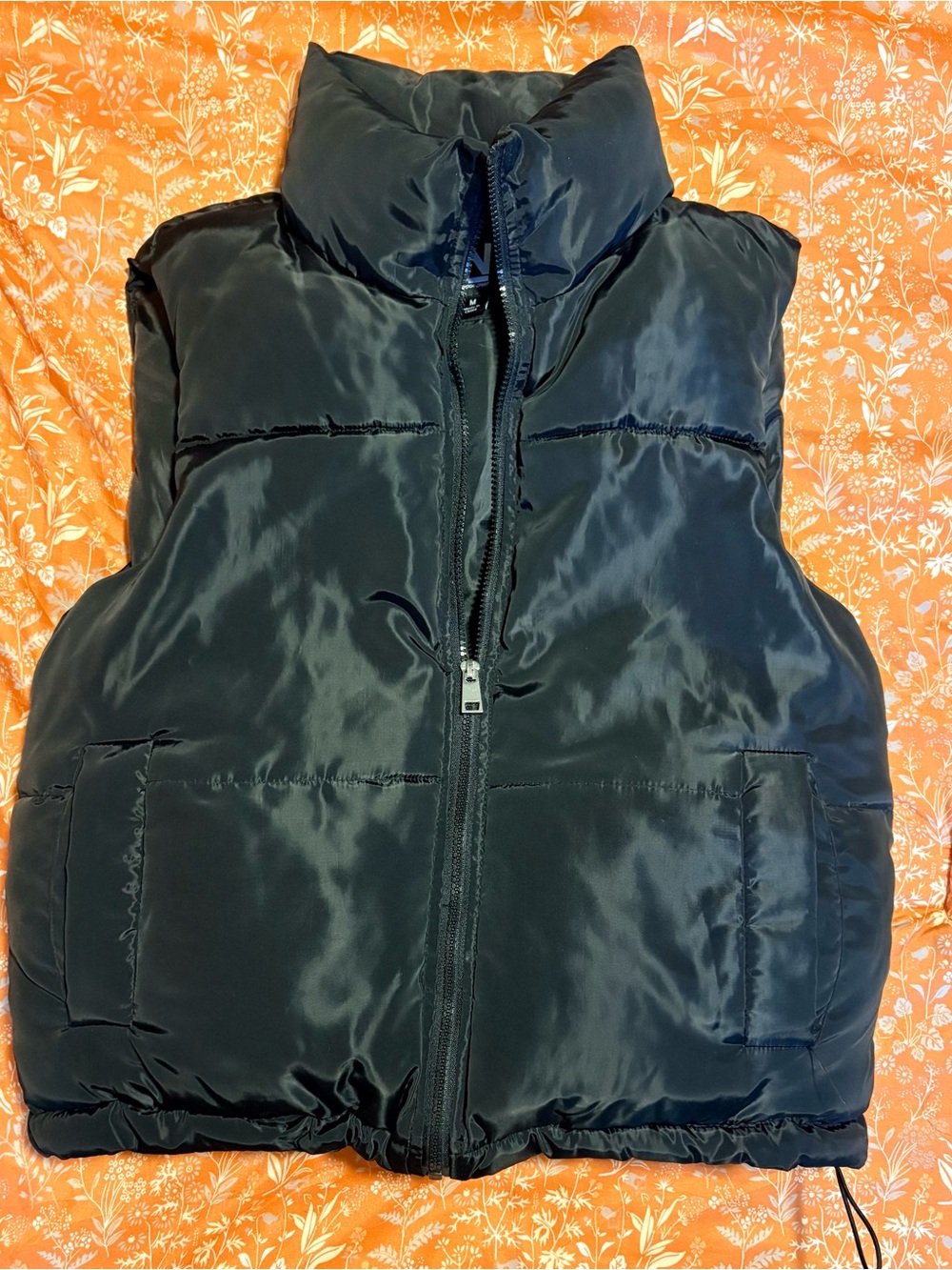 Black Cropped Puffer Vest